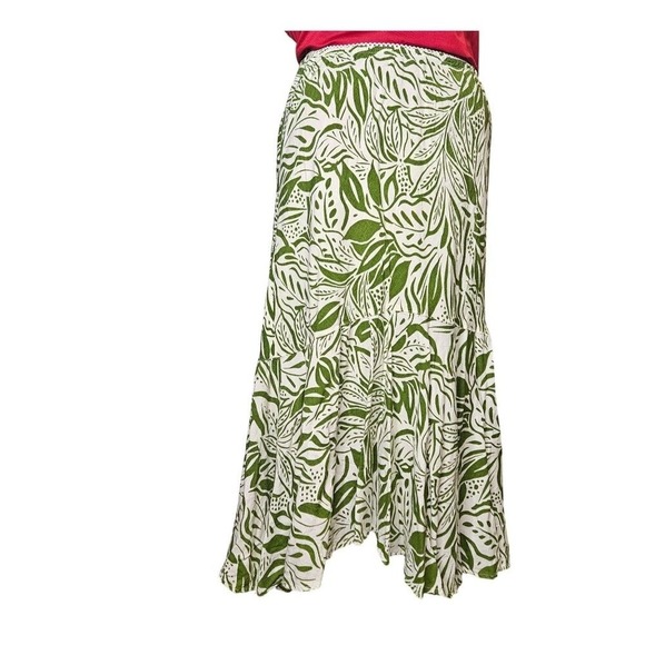 Lola P Green Boho Floral Maxi Skirt High Low Large - Picture 4 of 7